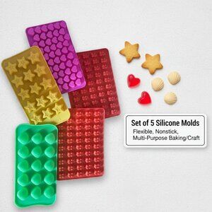 178. Set of 5 Silicone Molds Flexible, Nonstick, Multi-Purpose Baking/Craft
